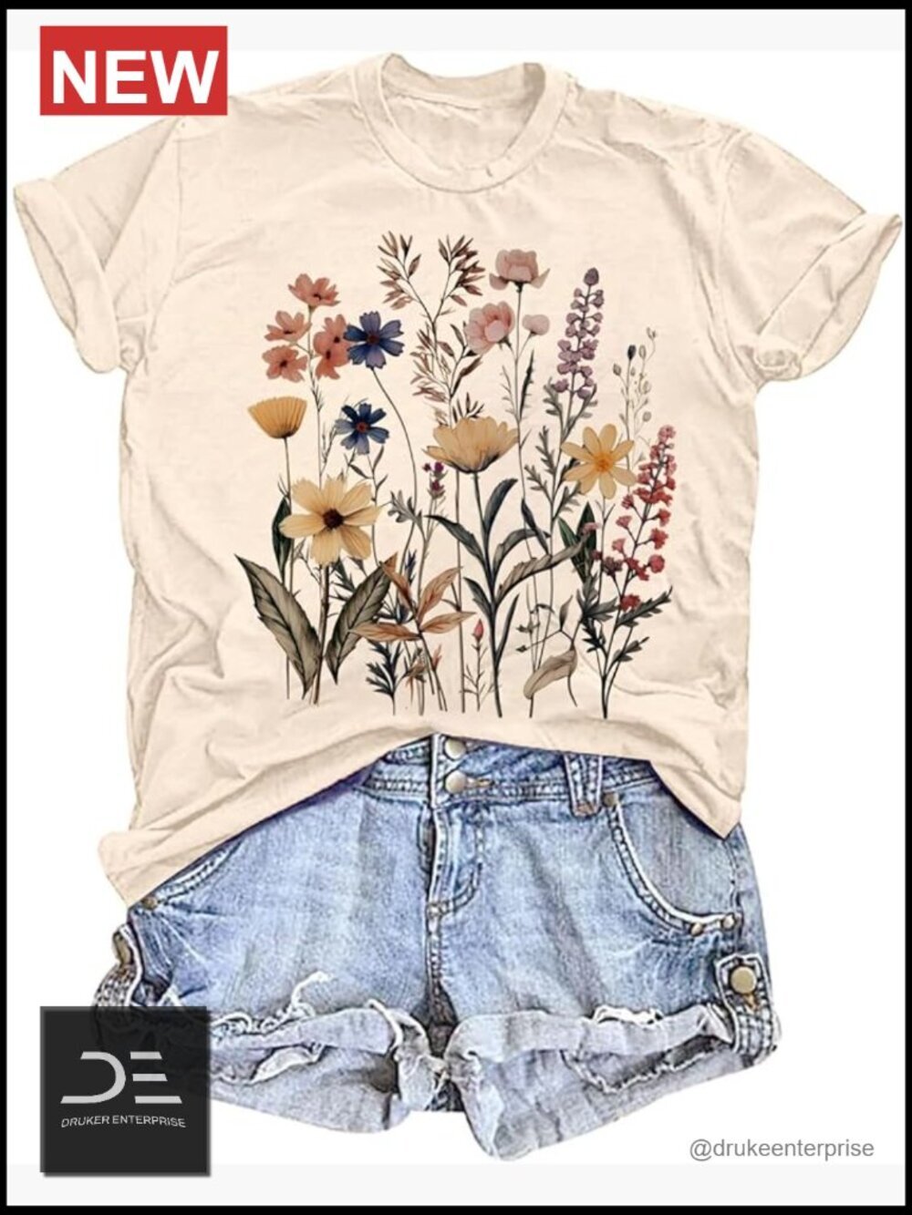 Vintage Floral Graphic Tee Short Sleeve T-Shirt